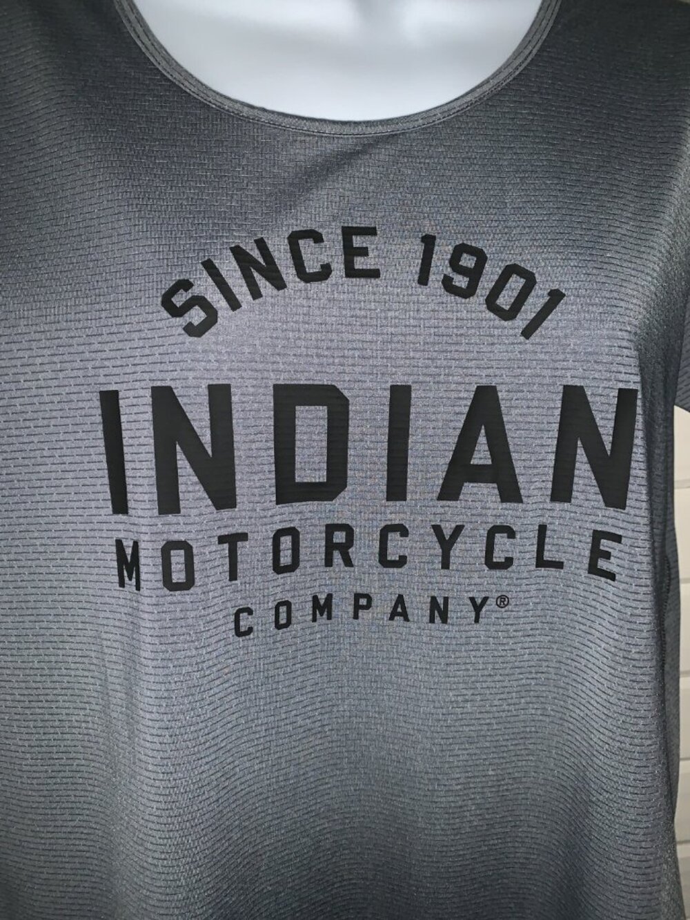 NWT Indian Motorcycle Sz MEDIUM Womens Performance Tee Relaxed Fit T-Shirt Gray